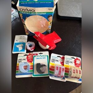 Dymo Red Handheld Label Maker with Assorted Labeling Tape